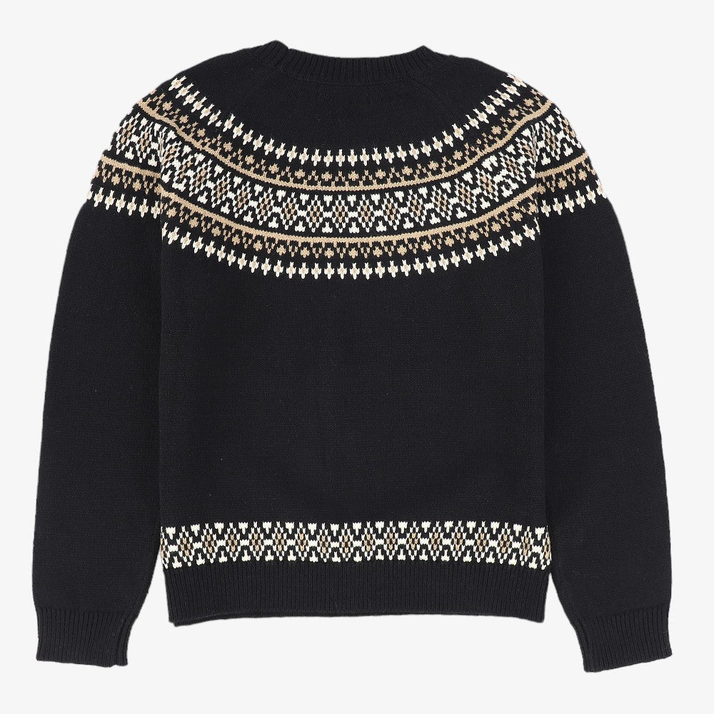 Stiched Detailed Sweater - Black/ivory