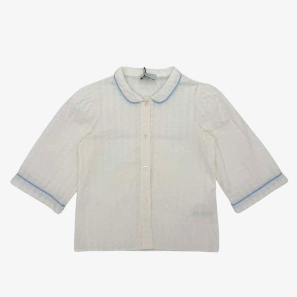 Iris Blouse - White &amp; Blue