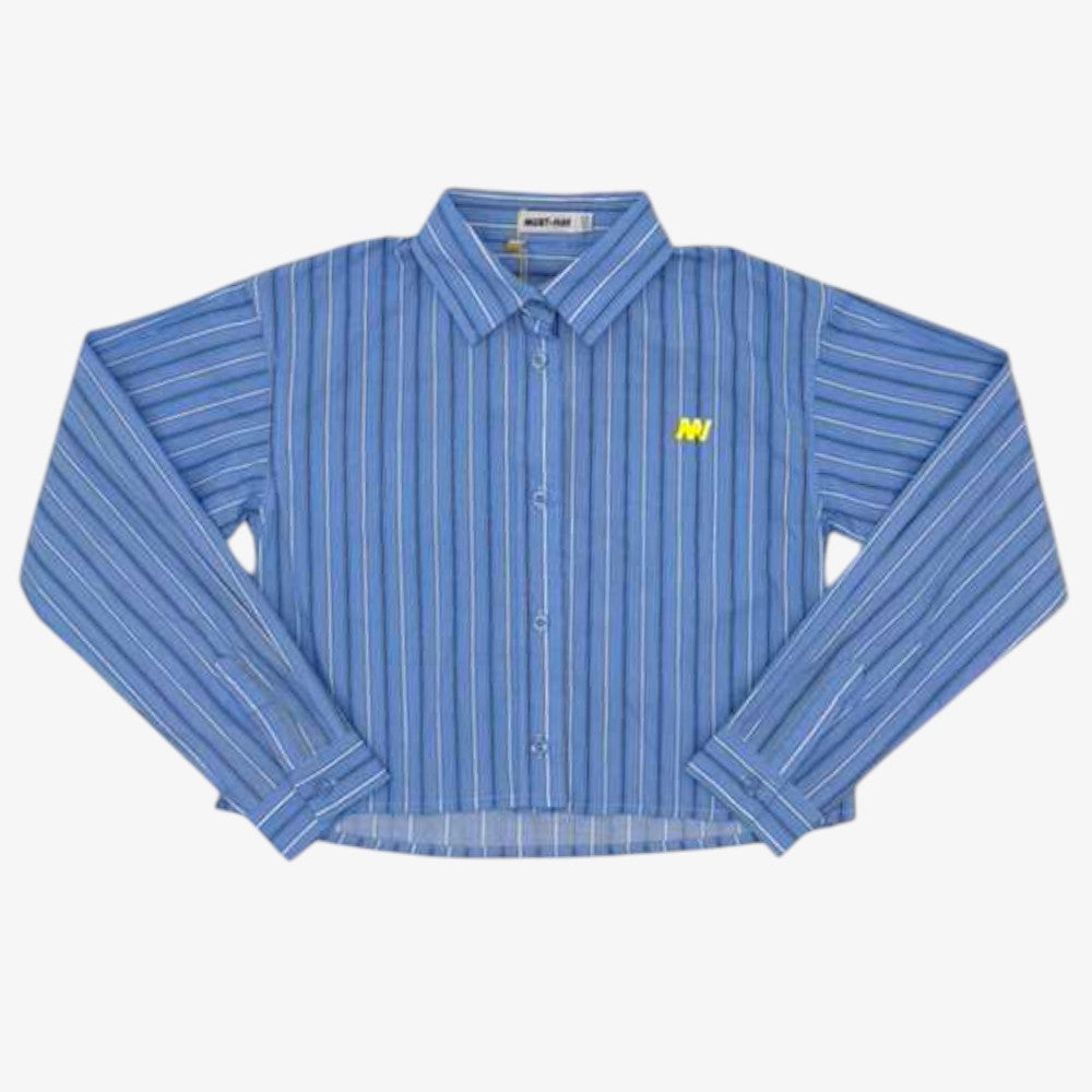 Striped Crop Shirt - Blue