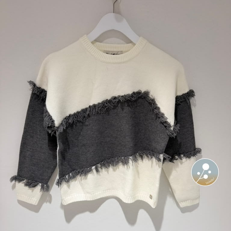 Tassle Sweater - Latte &amp; Grey