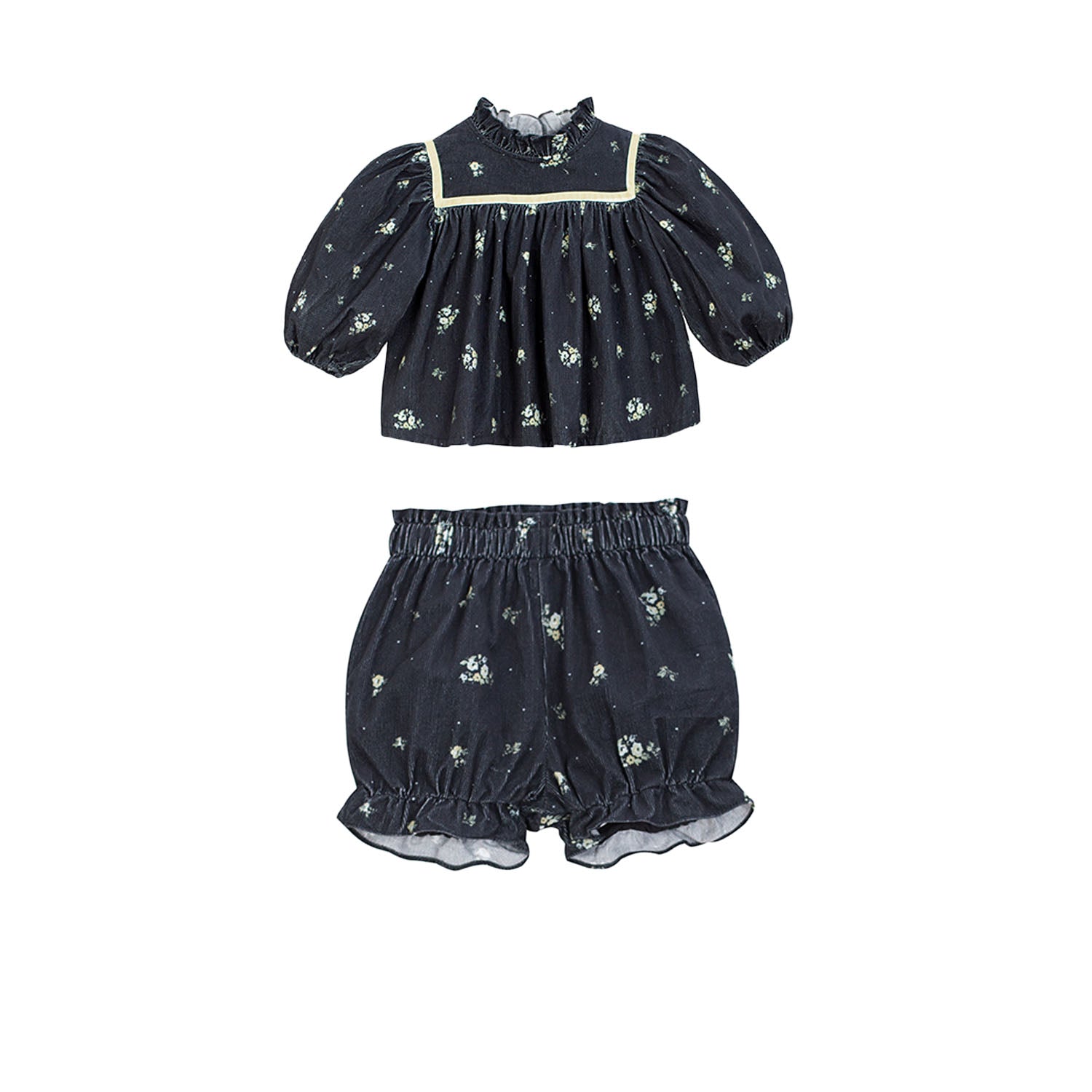 Cera Una Volta Ayame Blouse And Bloomer - Black Flower