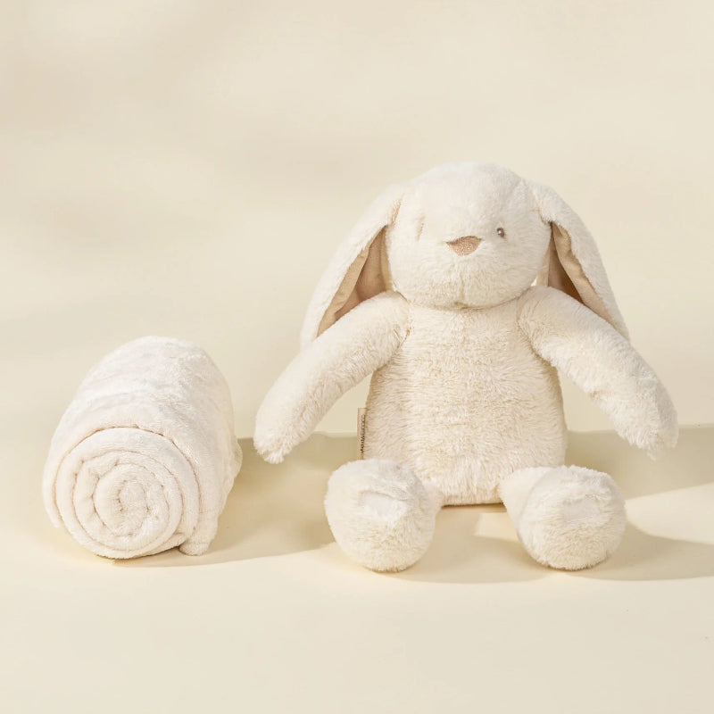 Plush Rabbit With Snuggling Blanket - Cream