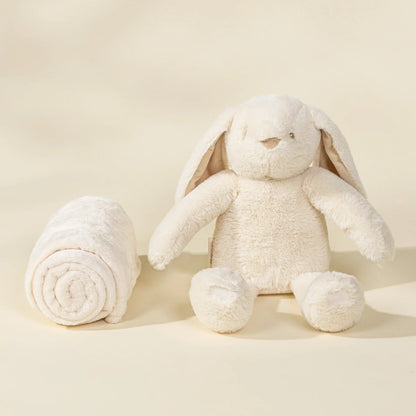 Plush Rabbit With Snuggling Blanket - Cream