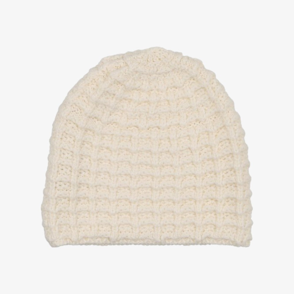 Waffle Knit Beanie - Cream