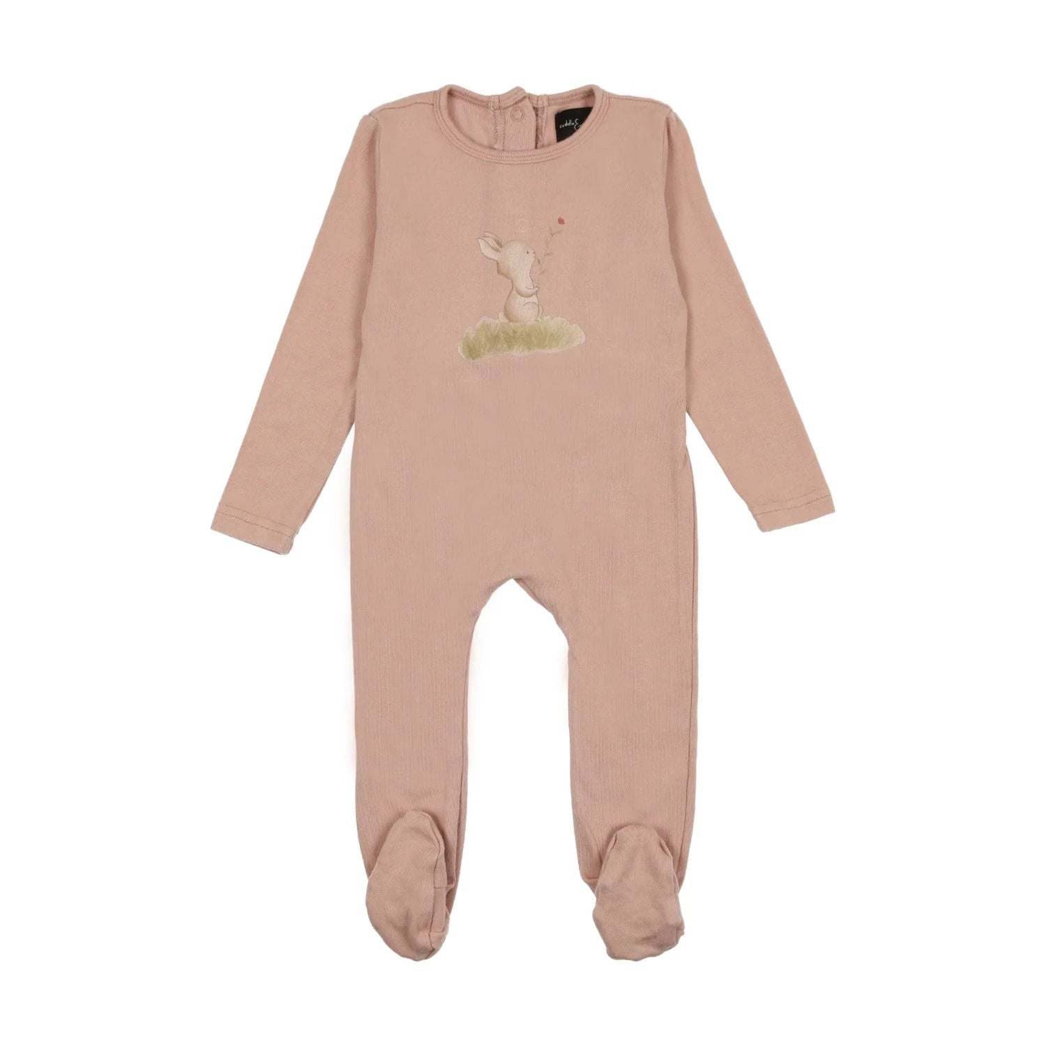 Bunny Print Footie - Blush