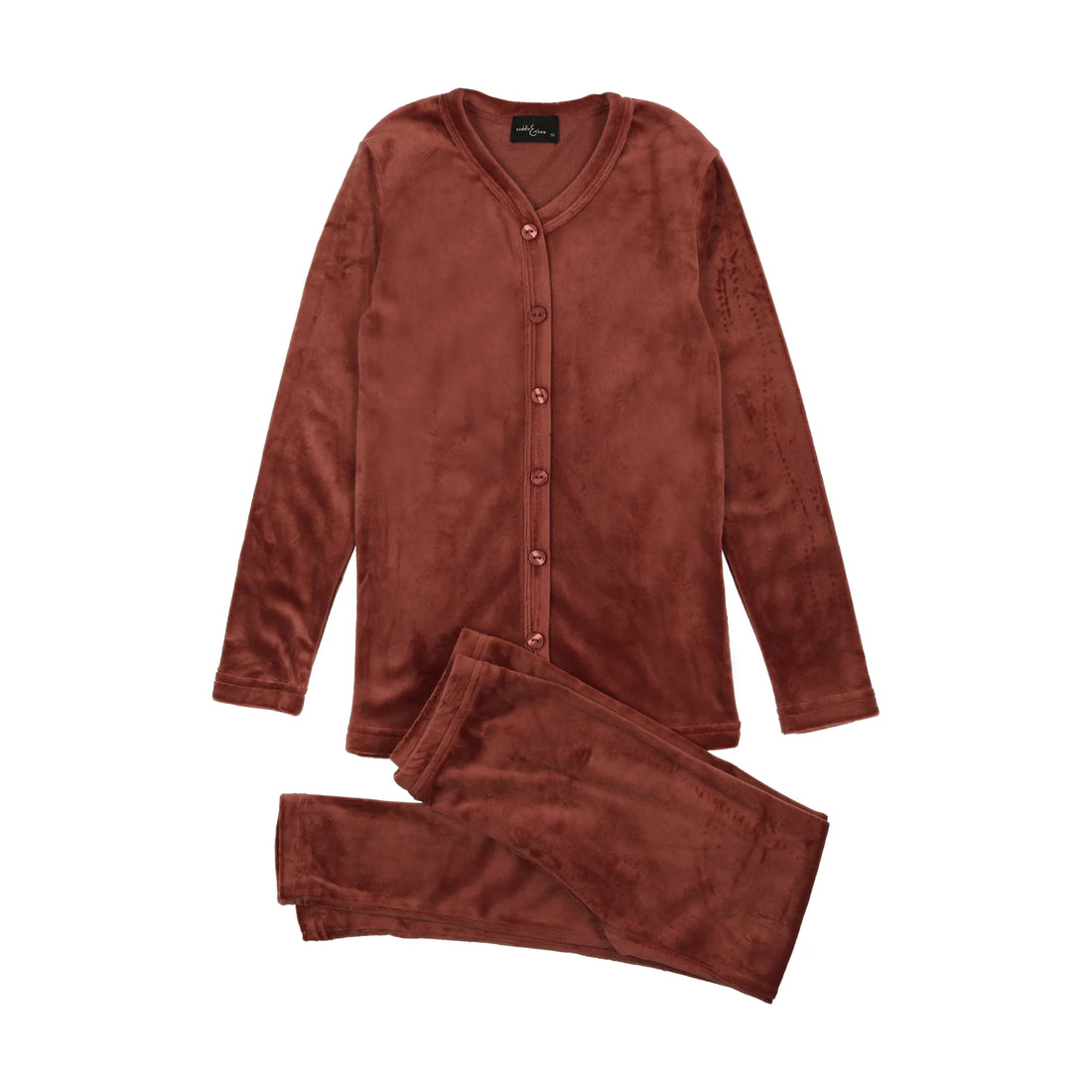 Velour Button Pjs - Rust