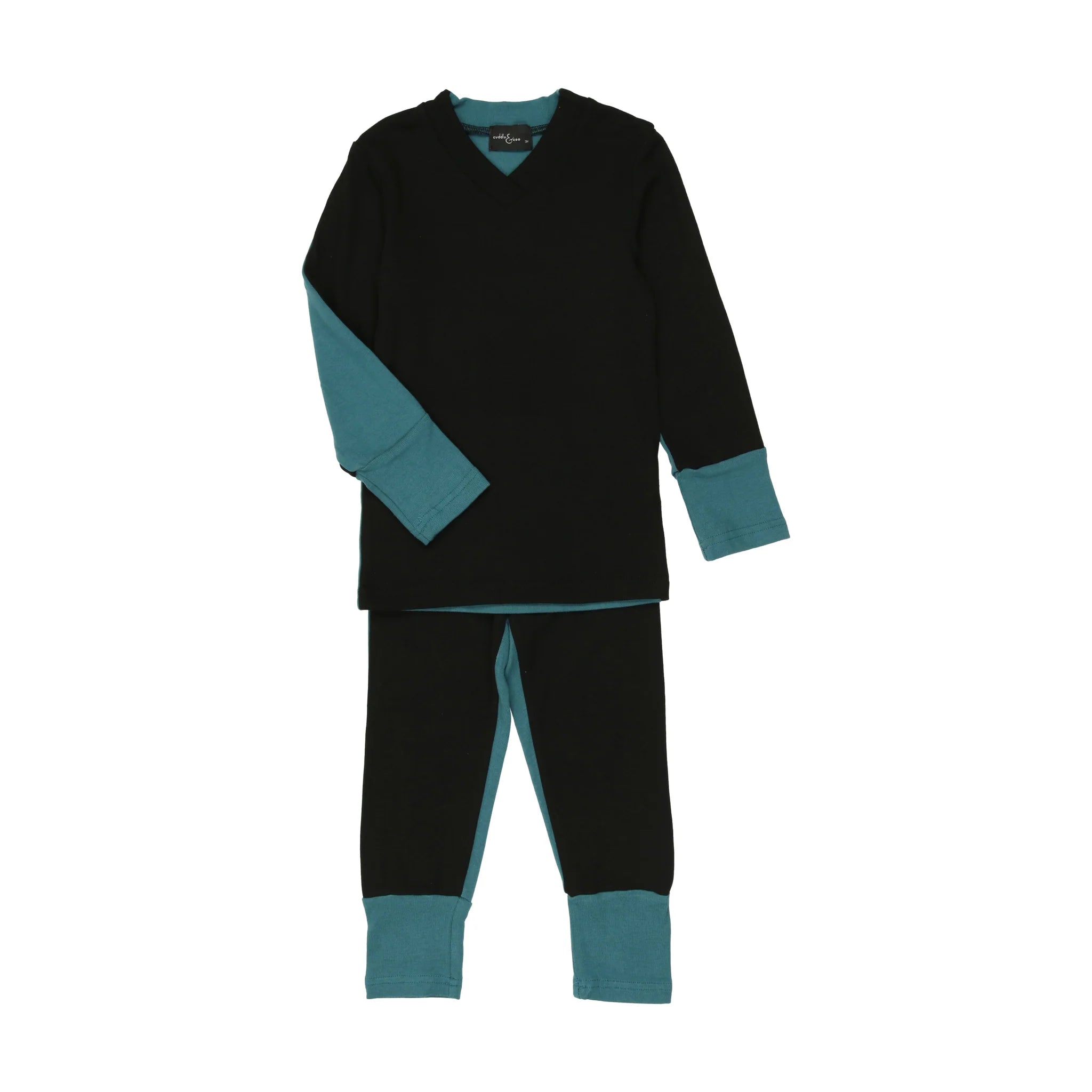 Cuddle &amp; Coo V-neck Pajama - Black/teal