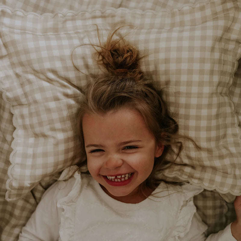 Toddler Pillowcase - Gingham Beige