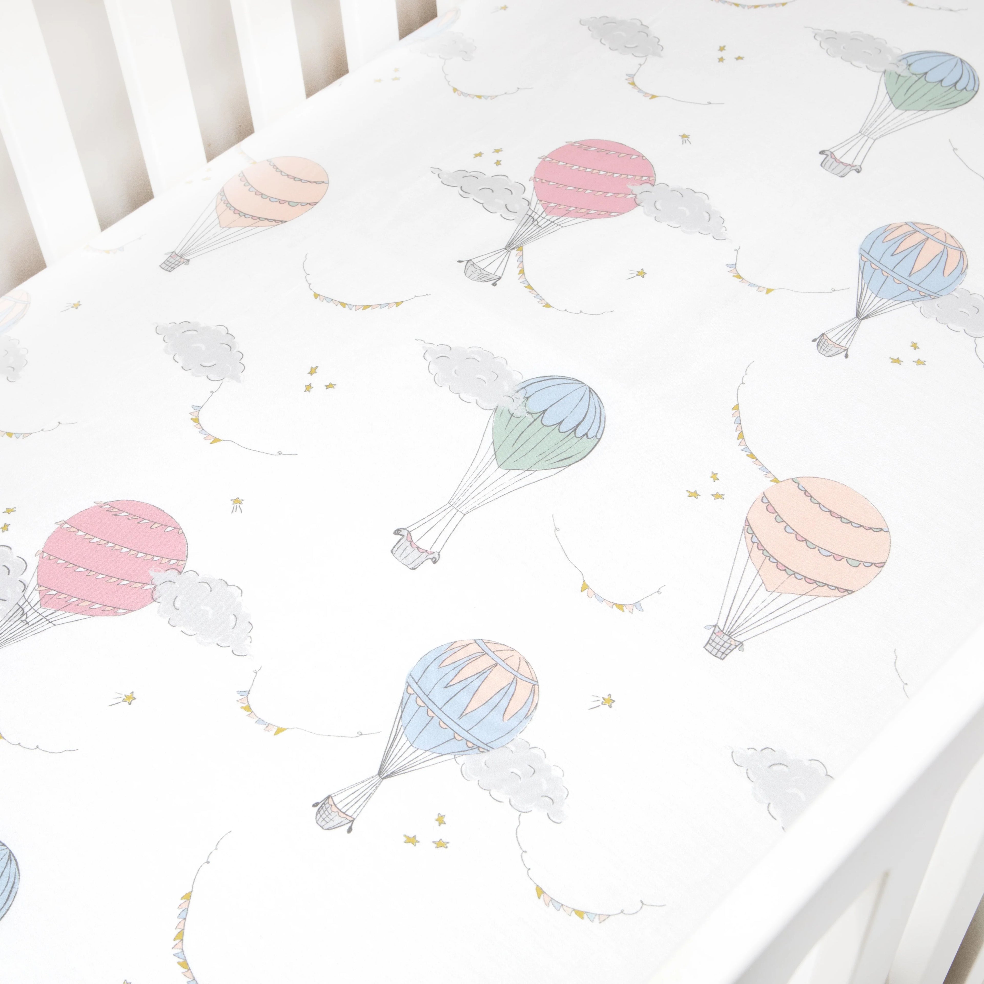Touch The Sky Crib Sheet - Sky Pink