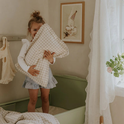 Toddler Pillowcase - Gingham Beige