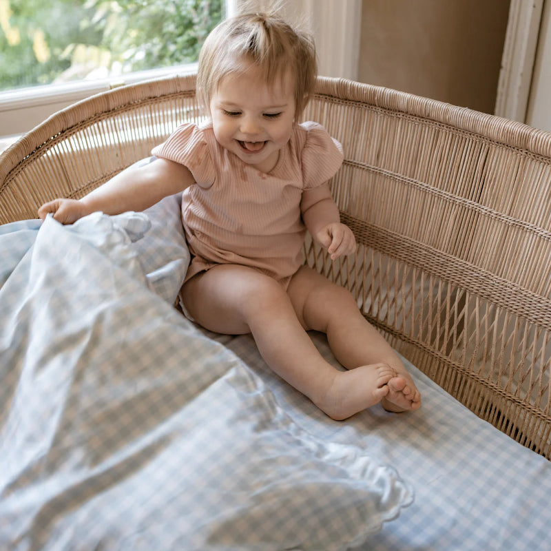 Baby Duvet Cover - Gingham Blue