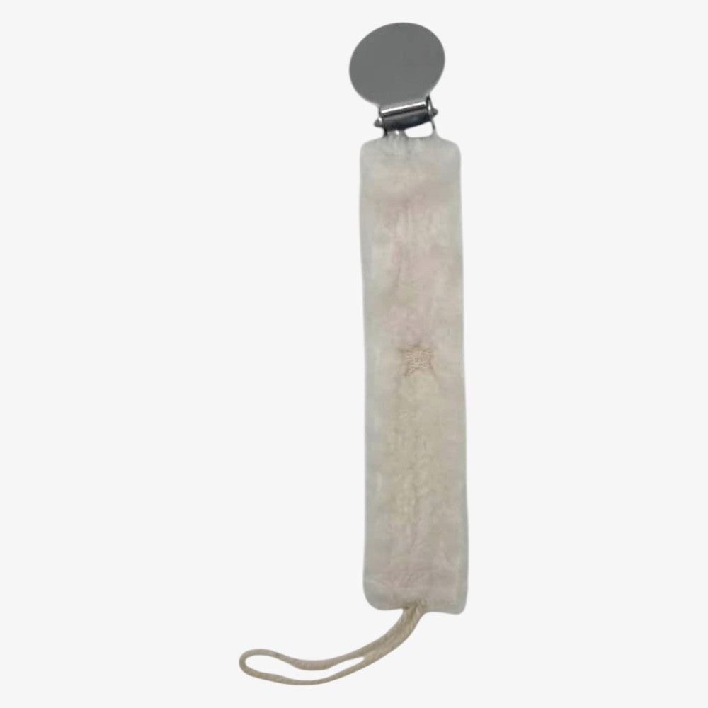 Fuzzy Stripe Pacifier Clip - Tan Star