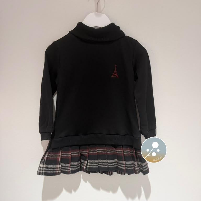 Sweatshirt Pleated Dress - Plaid