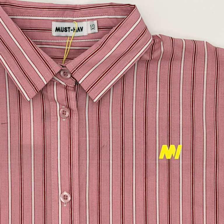 Striped Crop Shirt - Cherry