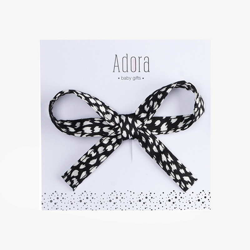 RIBBON BOW CLIP - Black Speckled