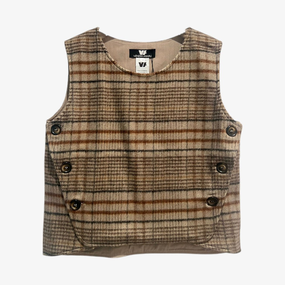 Plaid Vest - Brown