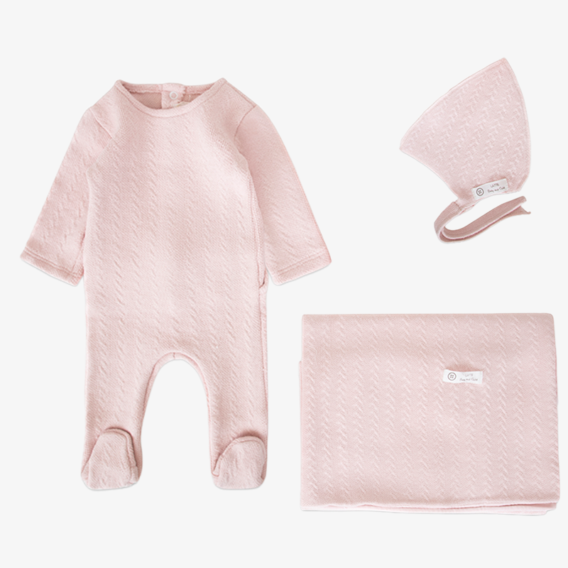 Knit Jacquard Take Me Home Set - Rose
