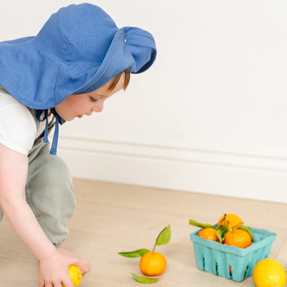 Sun Hat - Denim Dots