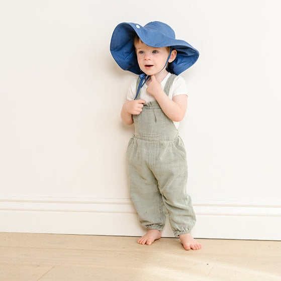 Sun Hat - Denim Dots