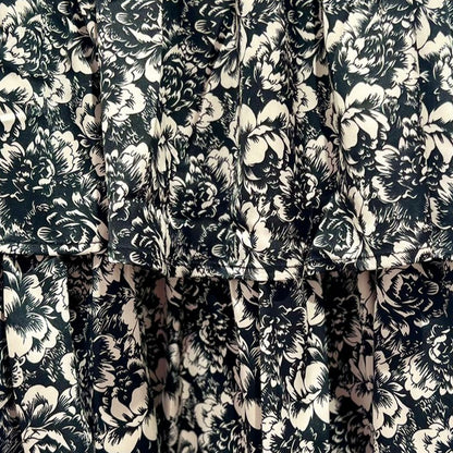 Floral Silk Skirt - Black