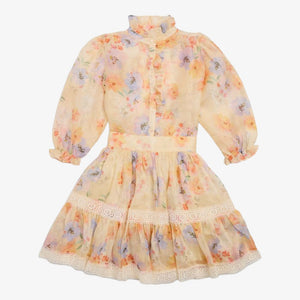 Petite Amalie Linen Blouse And Skirt - Watercolor