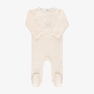 Ely`s & Co Velour Star Footie - Ivory