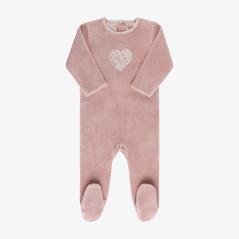 Ely`s & Co Velour Heart Footie - Pink
