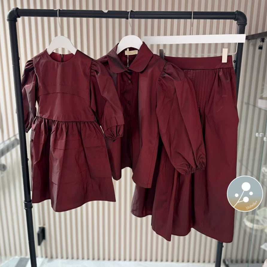 Gathered Dress - Burgundy