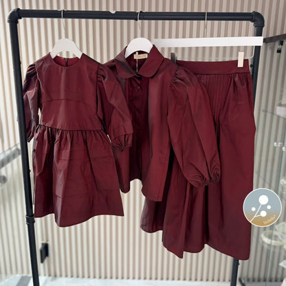 Gathered Dress - Burgundy