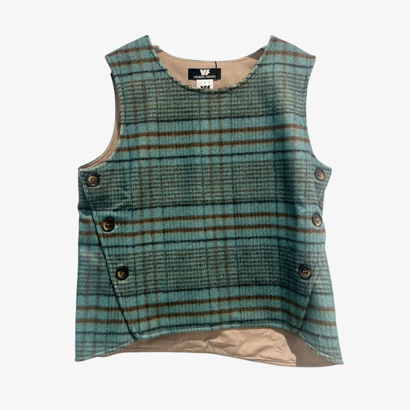 Plaid Vest - Blue