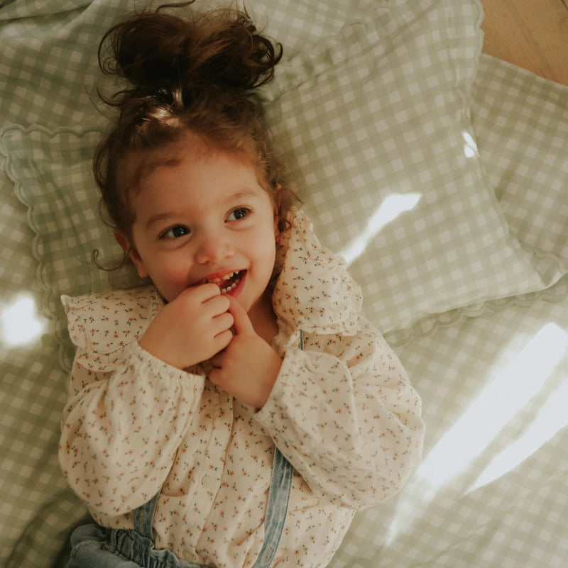 Toddler Pillowcase - Gingham Green