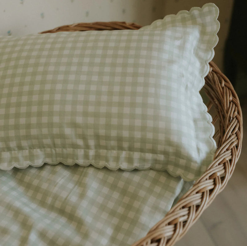 Toddler Pillowcase - Gingham Green