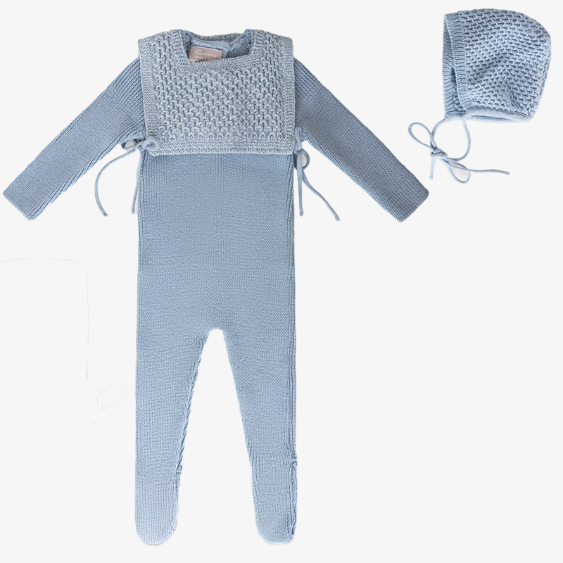 Knit Romper And Bonnet - Porcelain