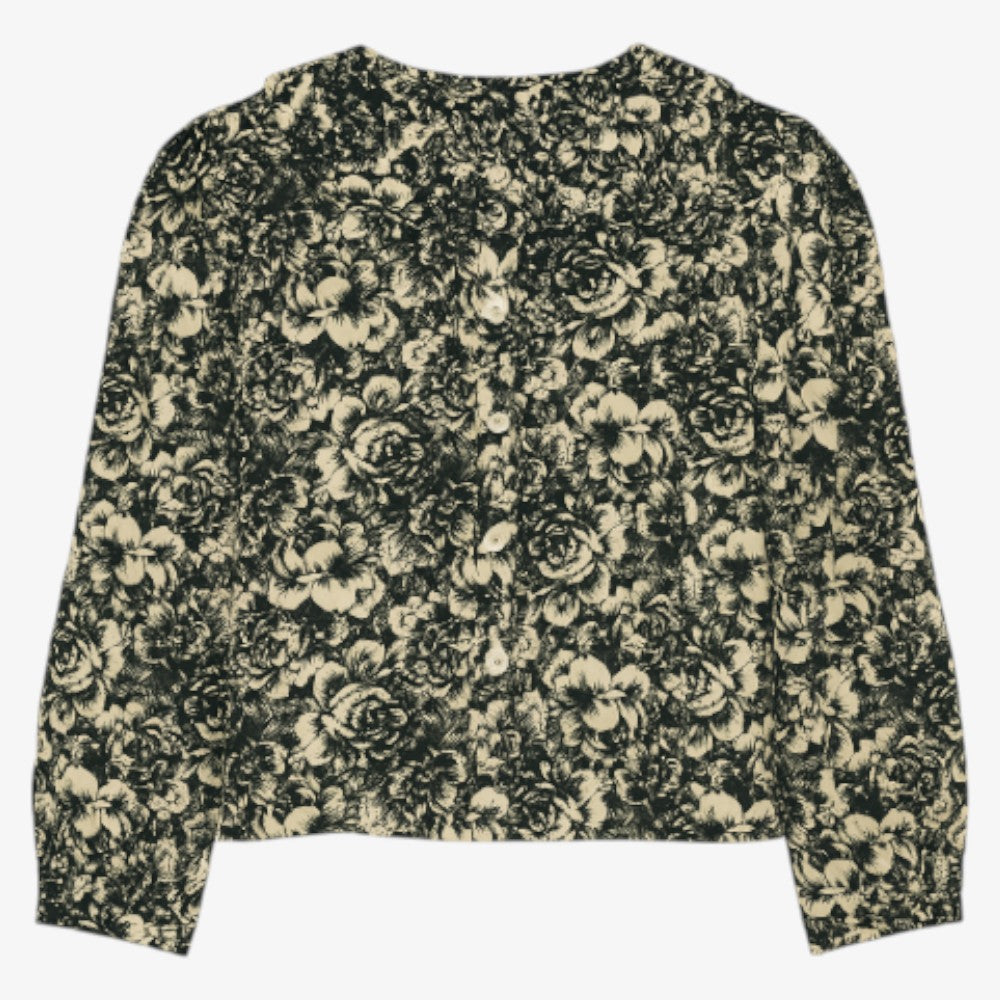 Floral Silk Blouse - Black