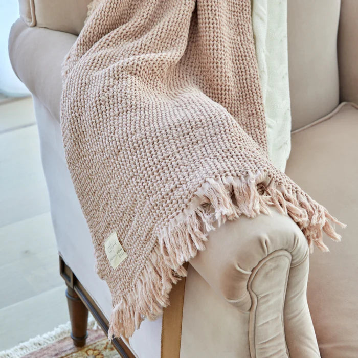 Waffle Muslin Throw - Blush
