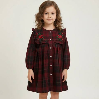 Holly Embroidered Dress - Red