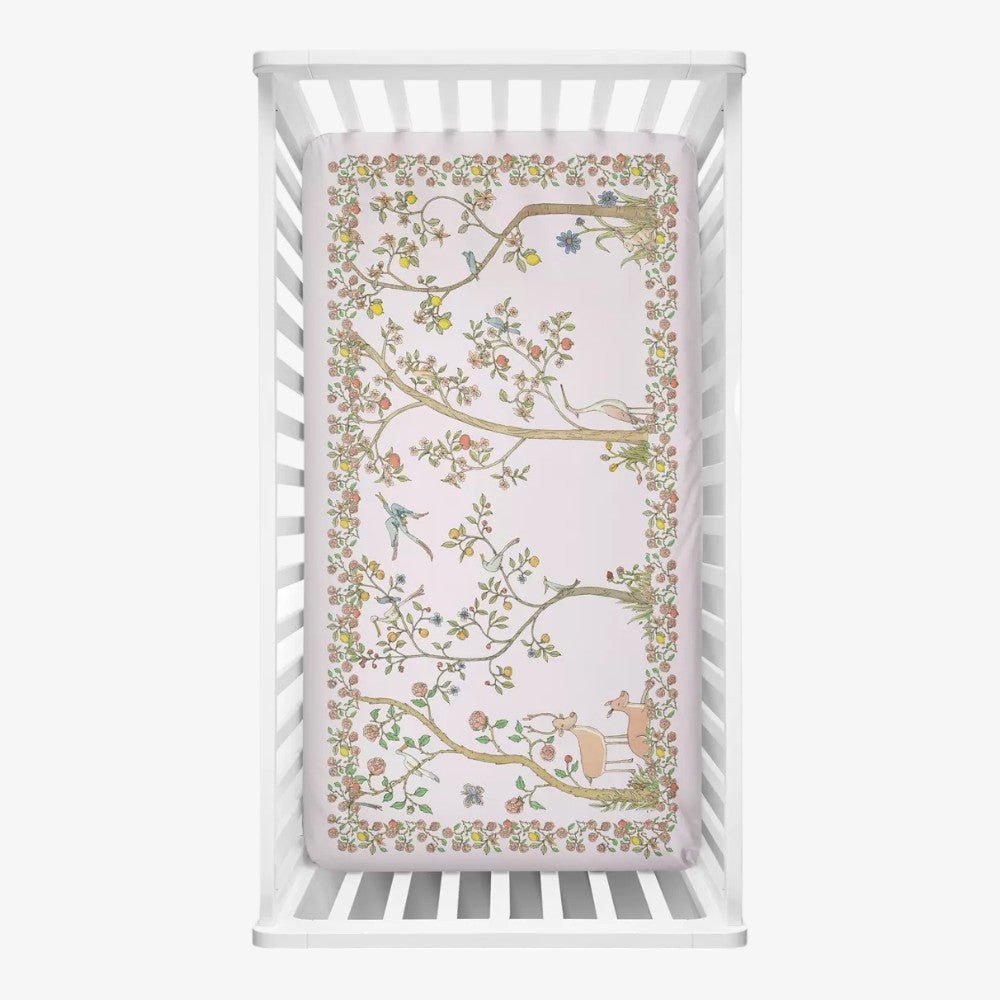 Atelier Choux SATIN FITTED SHEET  - In Bloom Rose