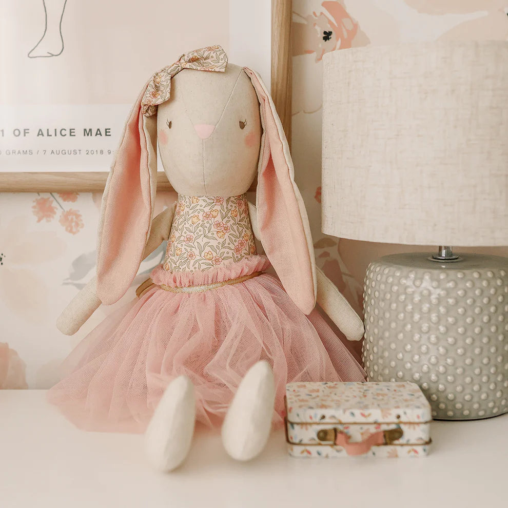 Alimrose Linen Pearl Cuddle Bunny - Lily Pink