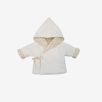 Wrap Jacket With Bonnet - Ivory/blue