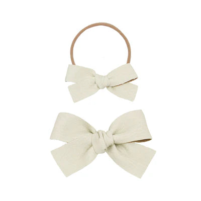 Leather Bow Headband - Ivory