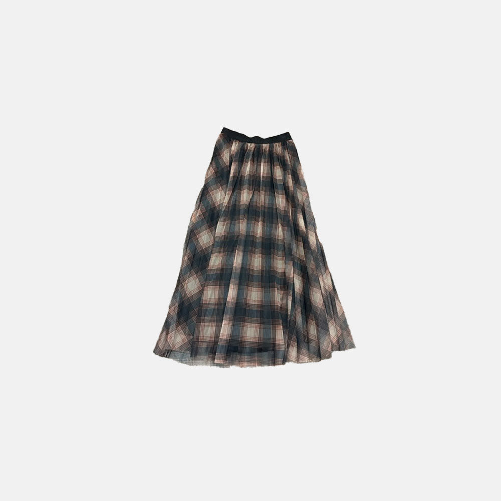 Jouet Checked Tulle Skirt - Brown
