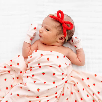 Crochet Bow Headband - Cherry