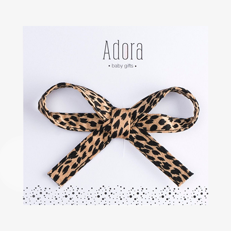 RIBBON BOW CLIP - Tan Speckled