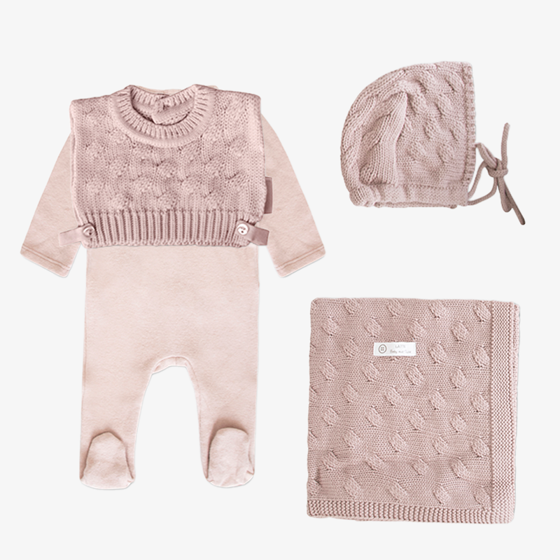 Knit Jacquard Take Me Home Set - Rose