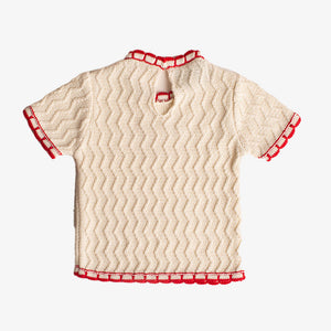 Knit Sweater  - Ivory-red