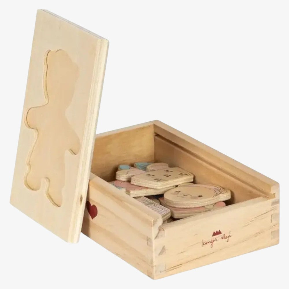 Wooden Teddy Dress Up Puzzle - Dusty Pink