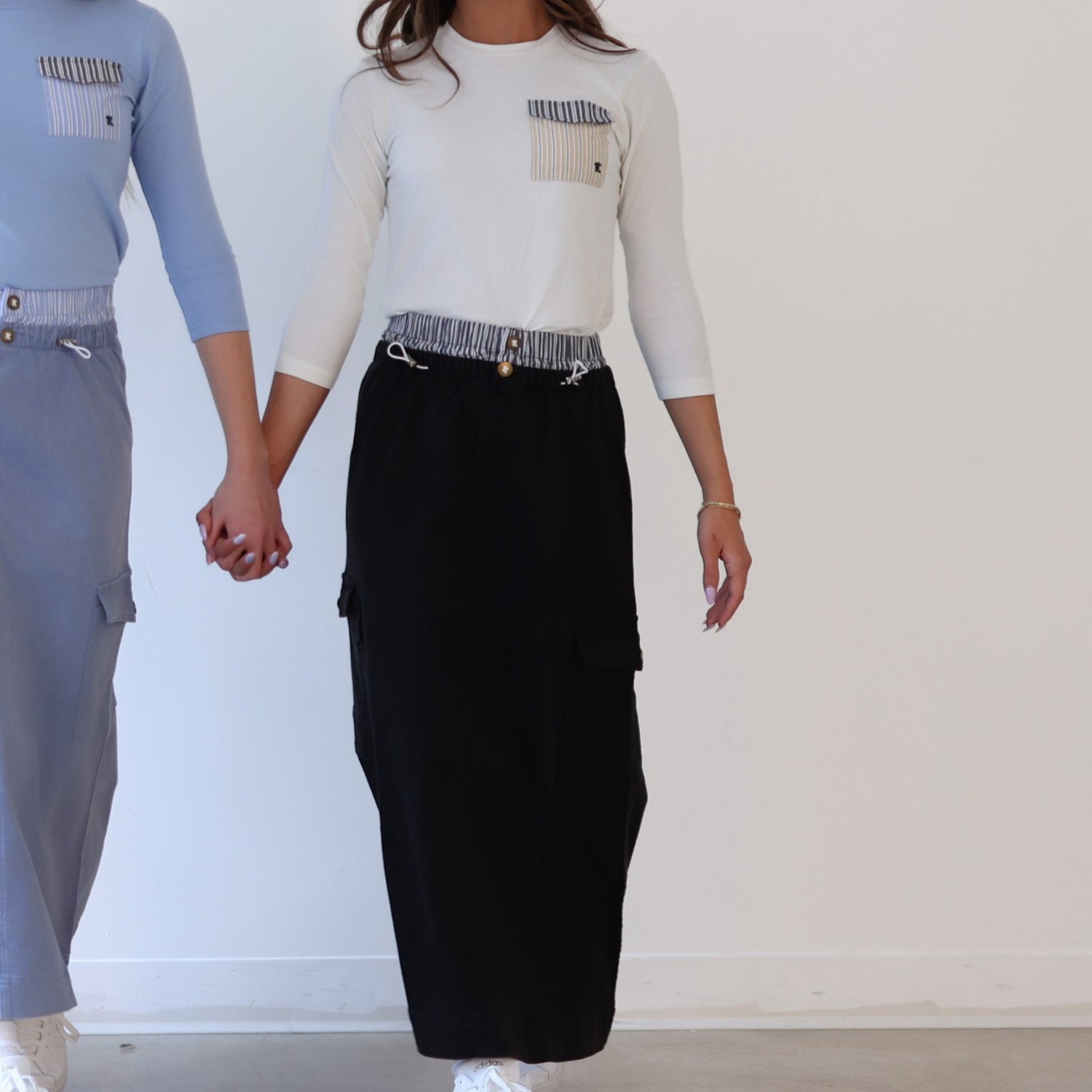 Double Waistband Skirt - Black