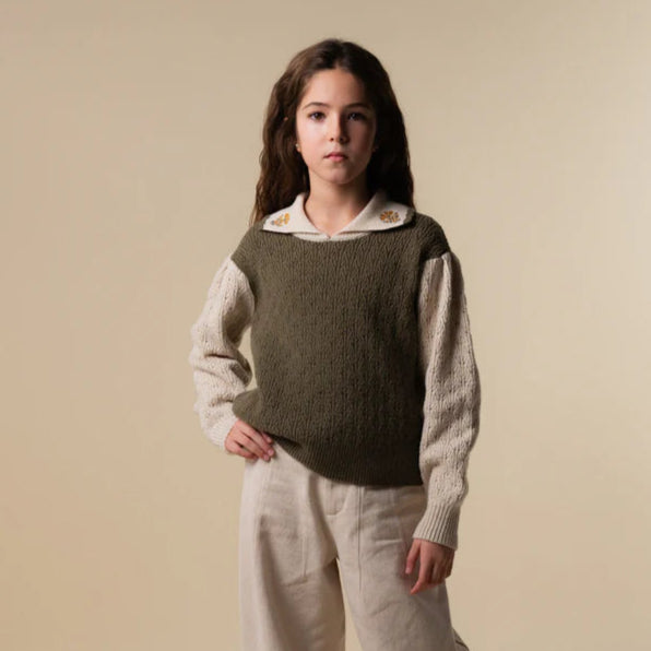 Design Sweater - Green/ivory