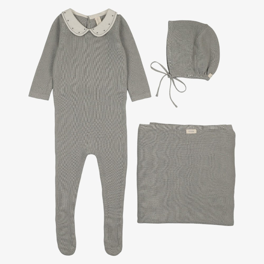 Embroidered Knit Take Me Home Set - Light Blue
