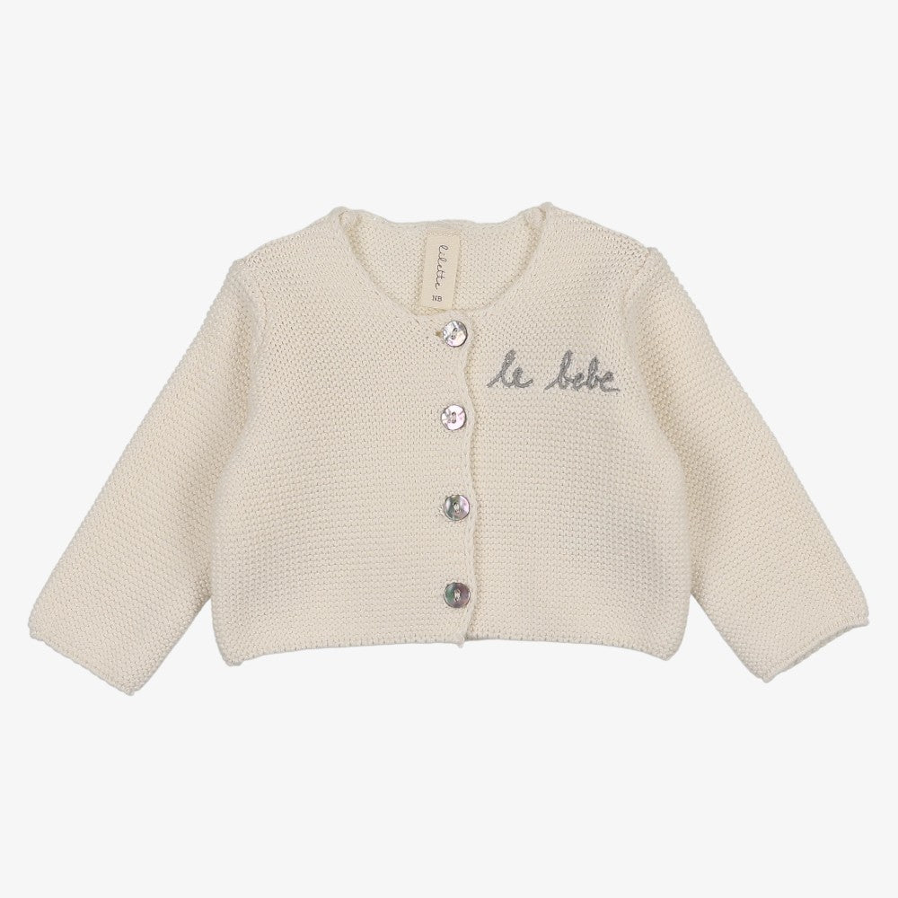 Le Bebe Knit Cardigan - Cream &amp; Blue
